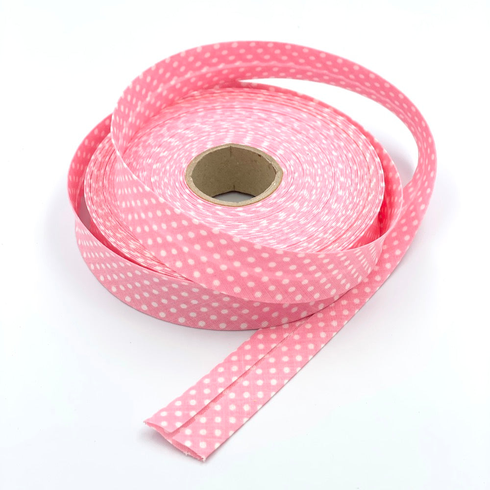 25m Reel of 25mm Polka Dot Bias Binding