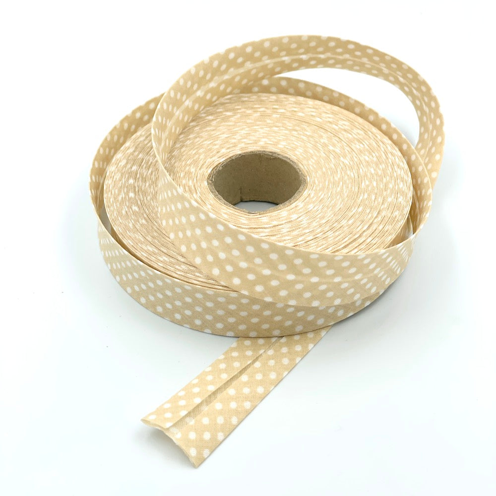 25m Reel of 25mm Polka Dot Bias Binding