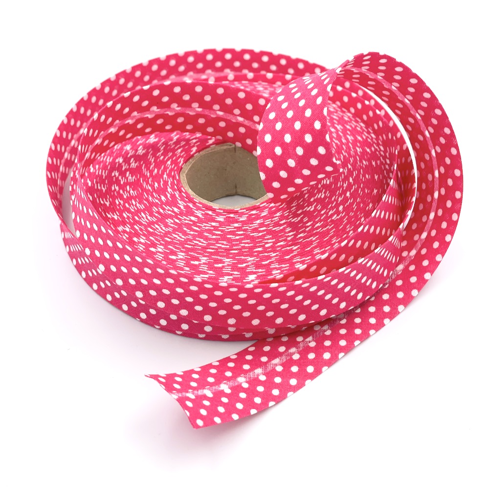 25m Reel of 25mm Polka Dot Bias Binding