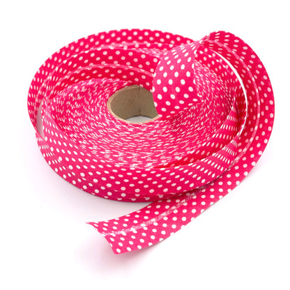 25m Reel of 25mm Polka Dot Bias Binding