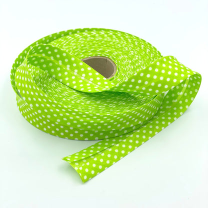 25m Reel of 25mm Polka Dot Bias Binding