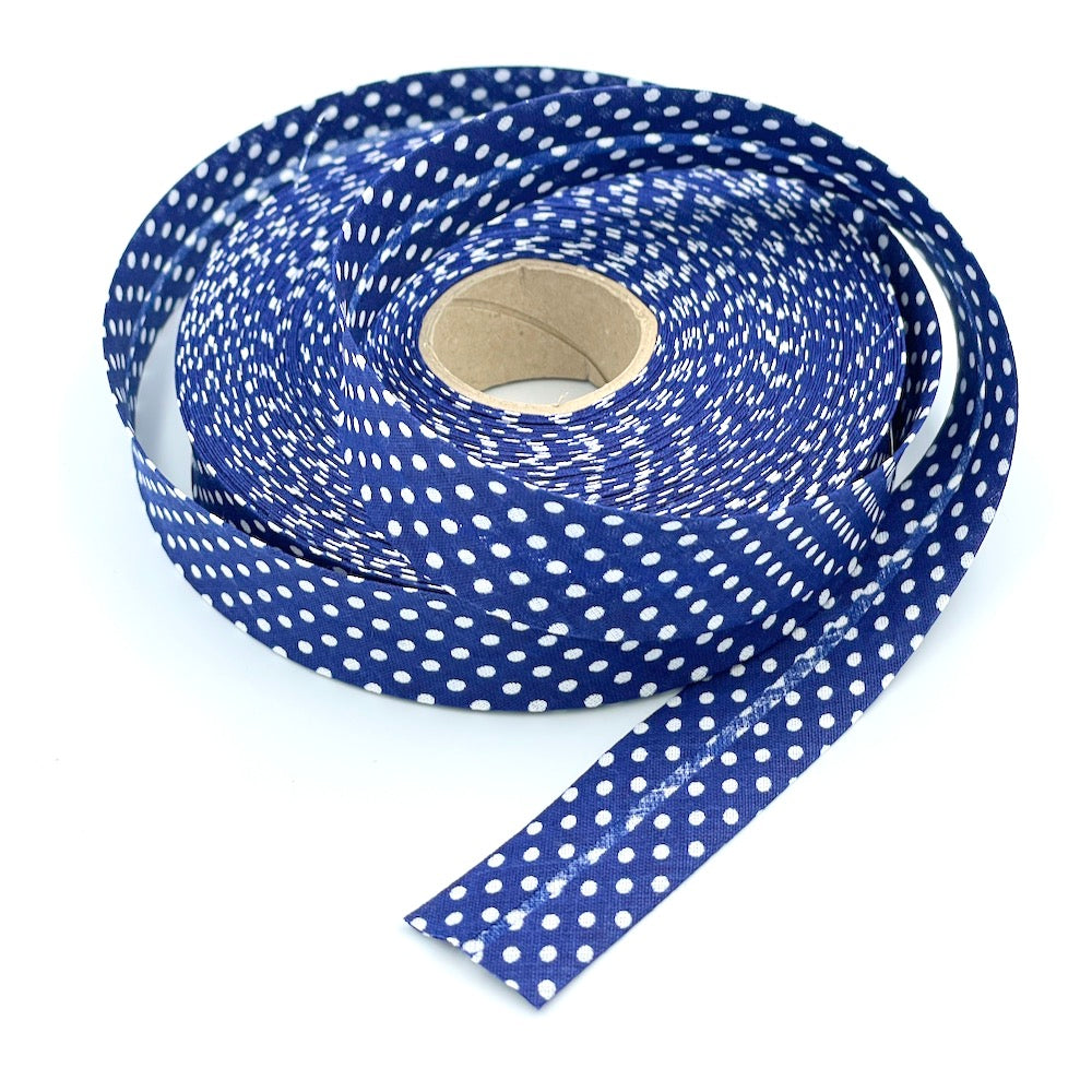25m Reel of 25mm Polka Dot Bias Binding