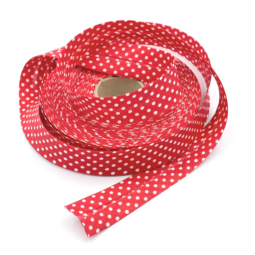 25m Reel of 25mm Polka Dot Bias Binding