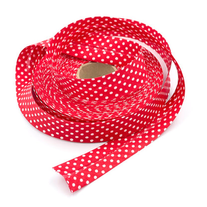 25m Reel of 25mm Polka Dot Bias Binding