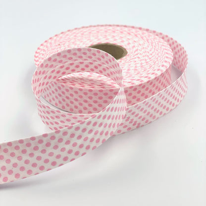 25mm Reverse Polka Dot Bias Binding