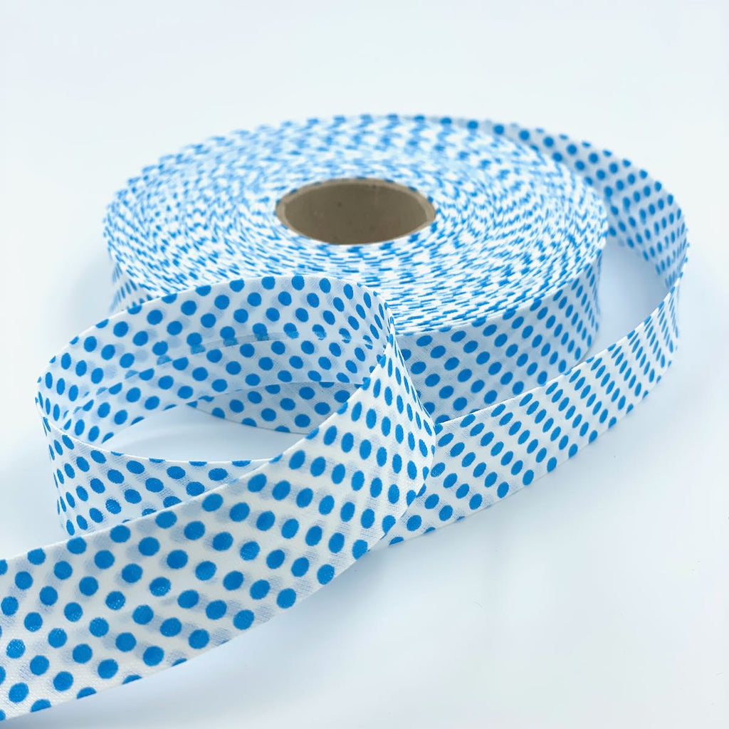 25m Reel of 25mm Reverse Polka Dot Bias Binding
