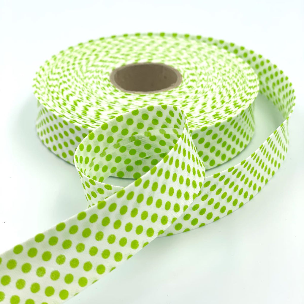 25m Reel of 25mm Reverse Polka Dot Bias Binding