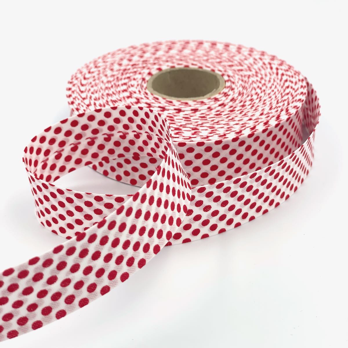 25m Reel of 25mm Reverse Polka Dot Bias Binding