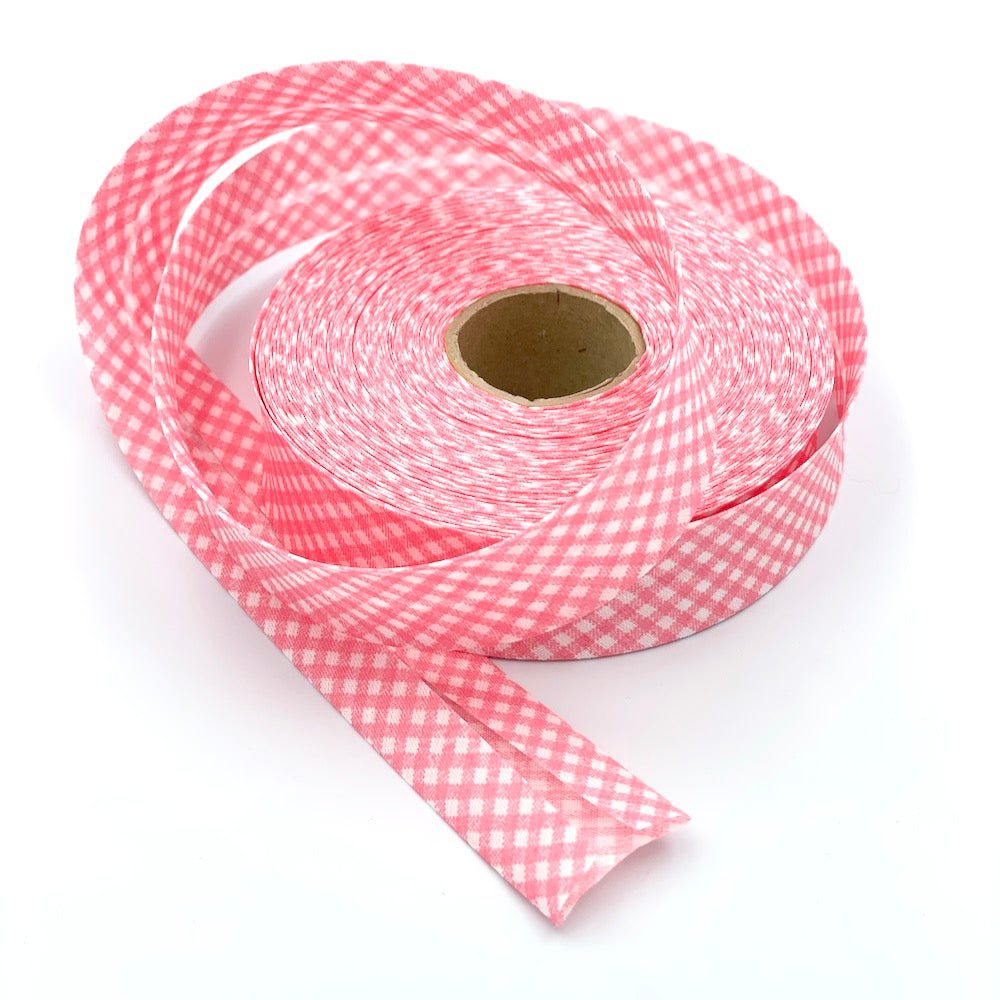 25m Reel of 30mm Gingham Bias Binding