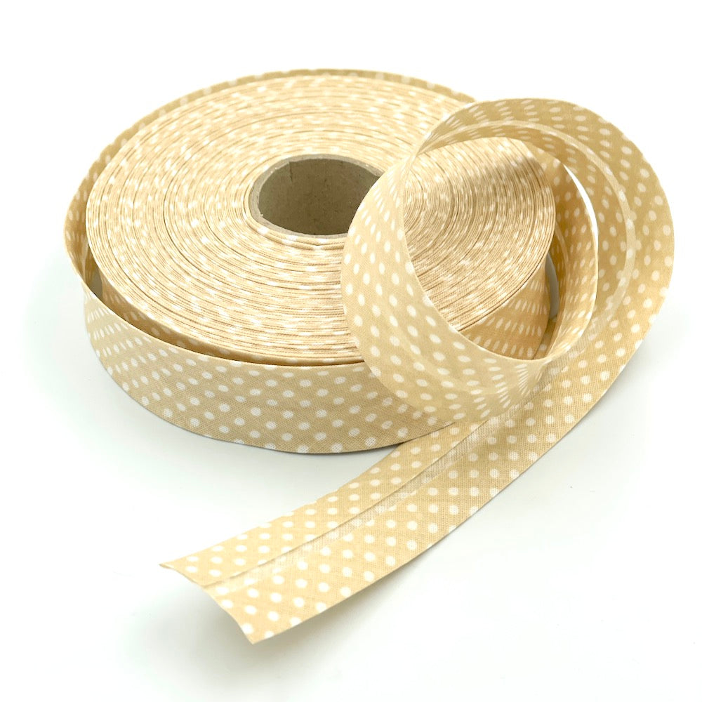 25m Reel of 30mm Polka Dot Bias Binding