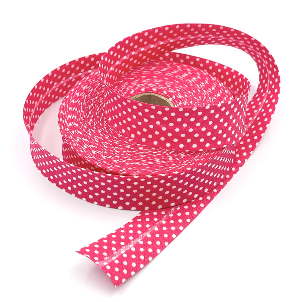 25m Reel of 30mm Polka Dot Bias Binding