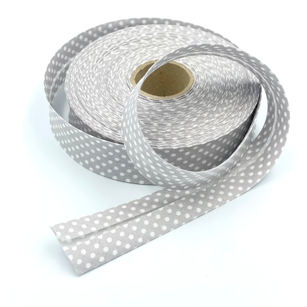 25m Reel of 30mm Polka Dot Bias Binding