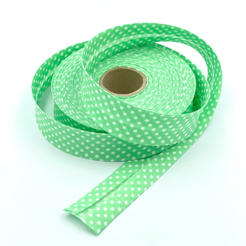 25m Reel of 30mm Polka Dot Bias Binding