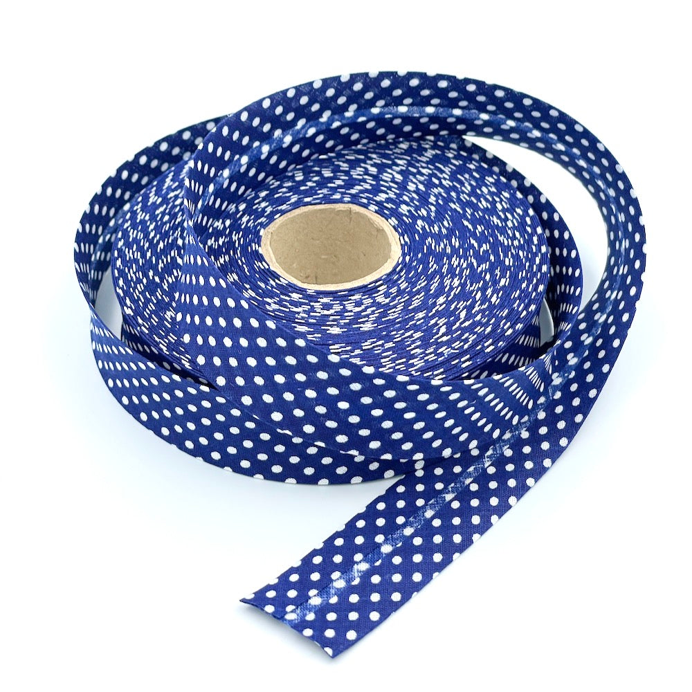 25m Reel of 30mm Polka Dot Bias Binding