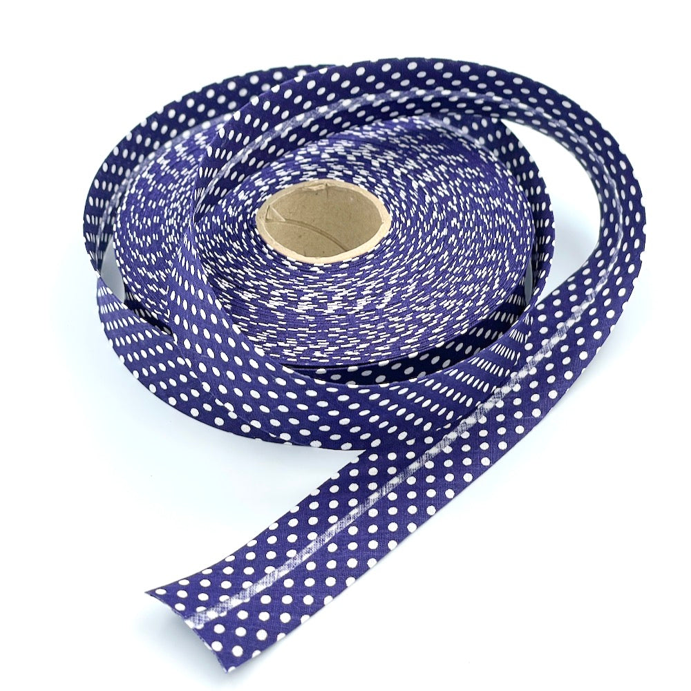 25m Reel of 30mm Polka Dot Bias Binding