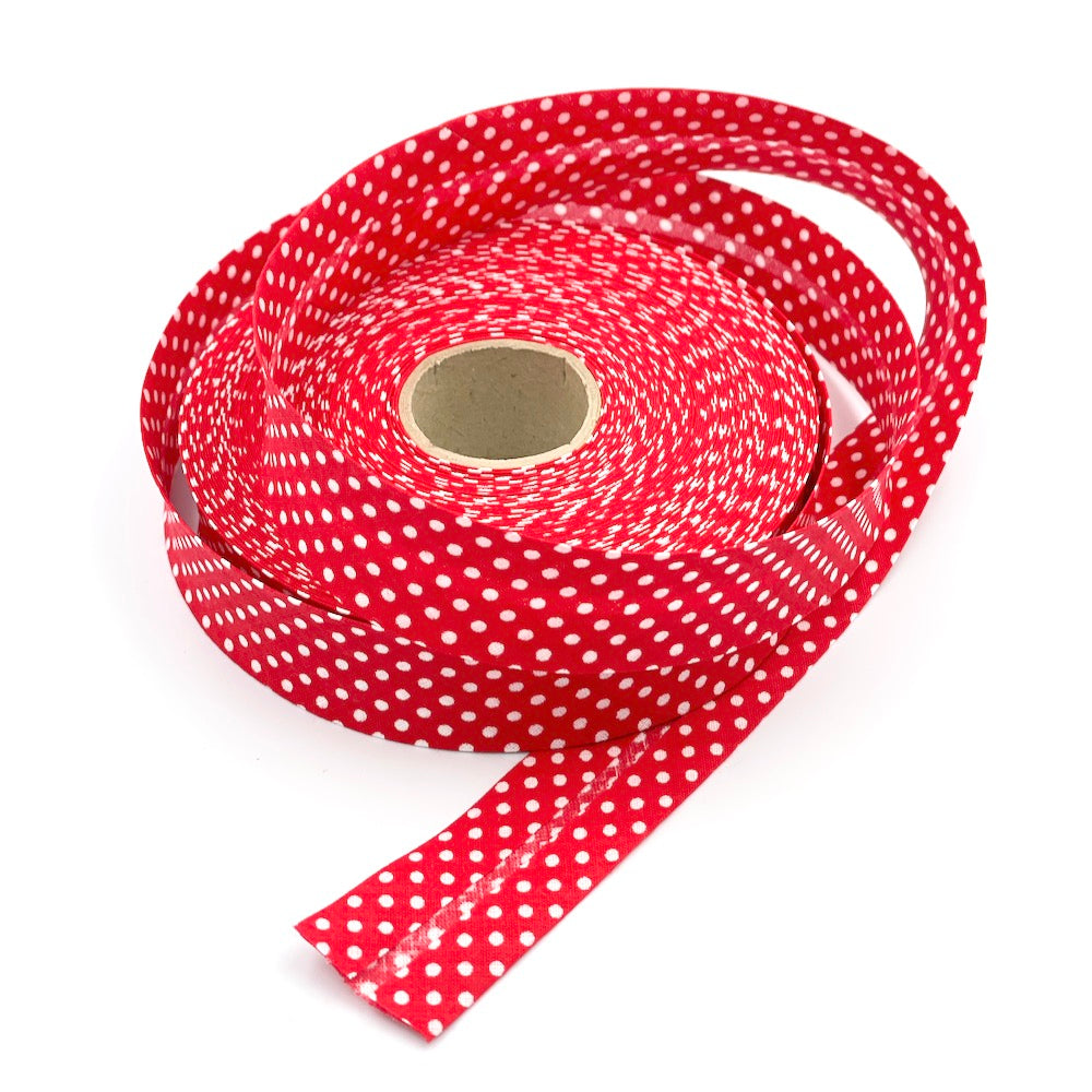 25m Reel of 30mm Polka Dot Bias Binding