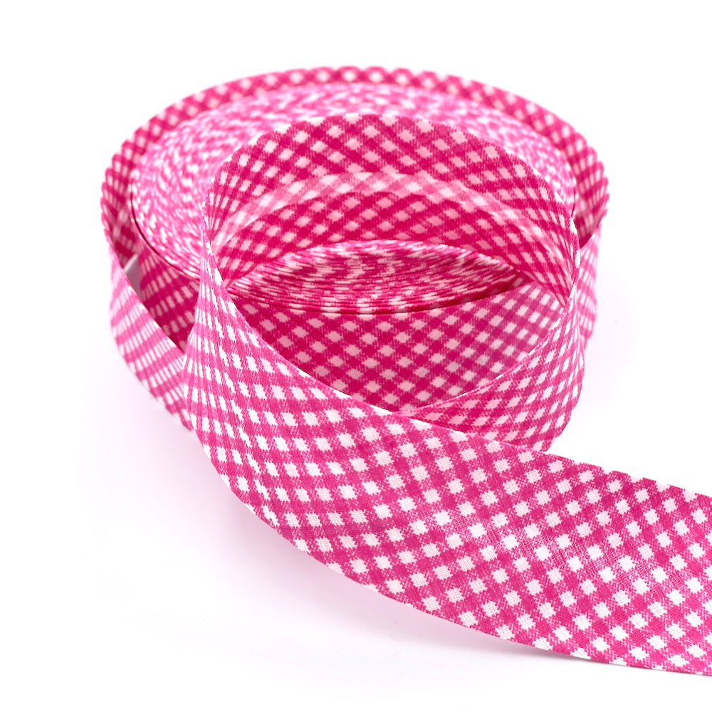 25m Reel of 40mm Gingham Bias Binding
