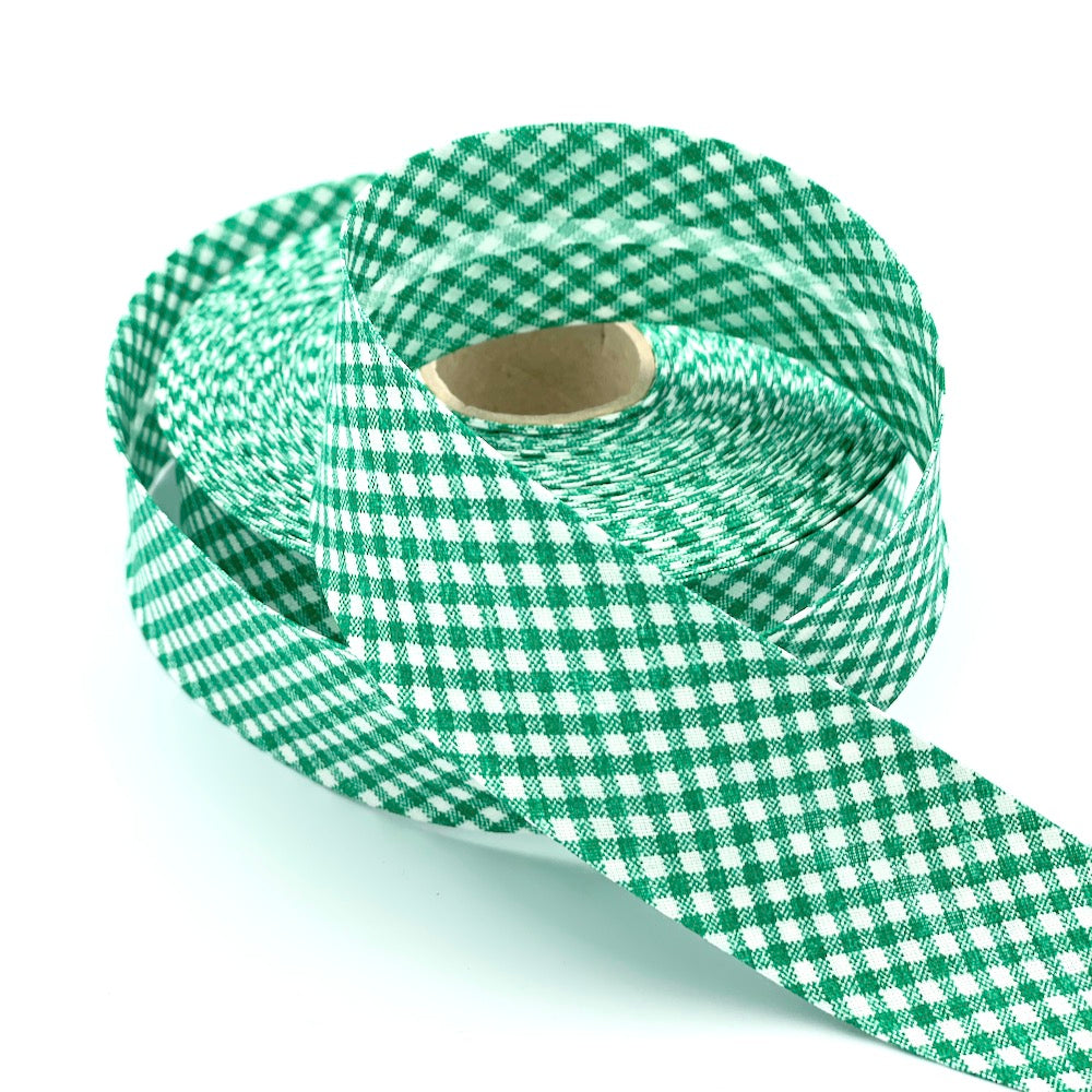 25m Reel of 40mm Gingham Bias Binding
