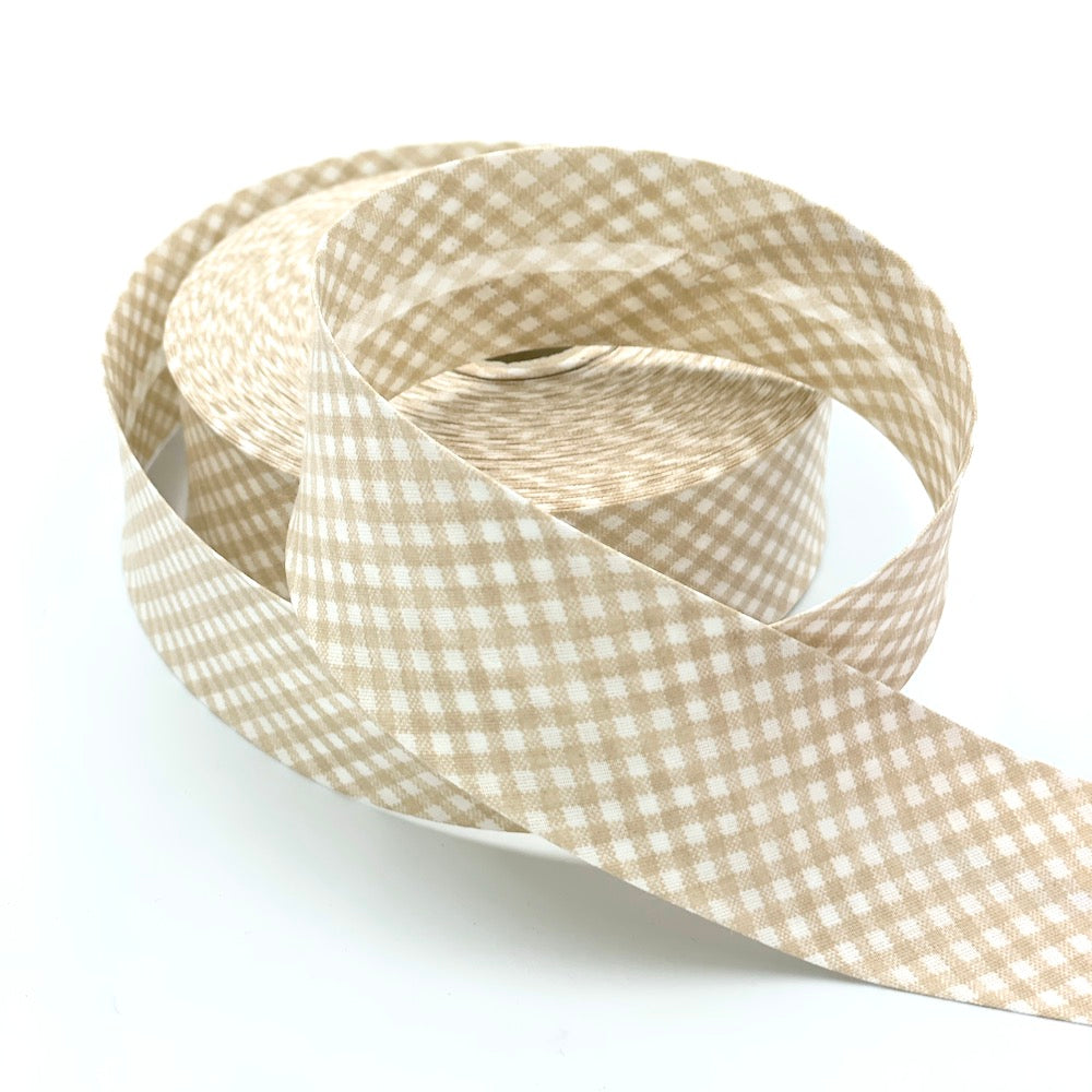 25m Reel of 40mm Gingham Bias Binding