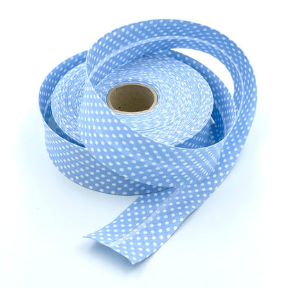 25m Reel of 40mm Polka Dot Bias Binding