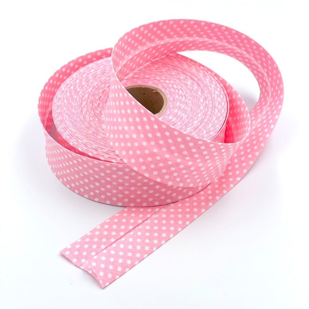 25m Reel of 40mm Polka Dot Bias Binding