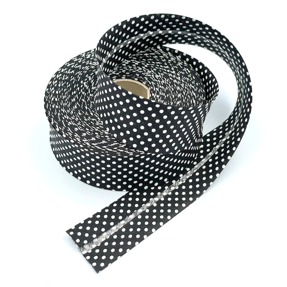 25m Reel of 40mm Polka Dot Bias Binding