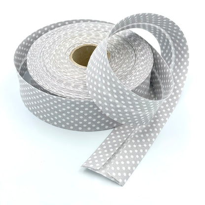 25m Reel of 40mm Polka Dot Bias Binding