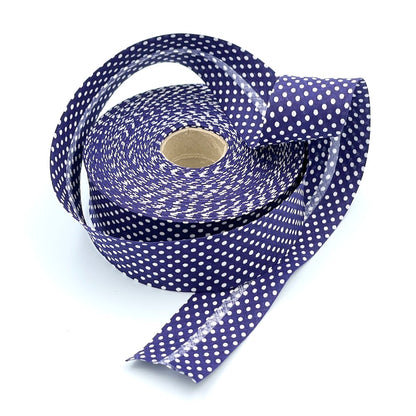 25m Reel of 40mm Polka Dot Bias Binding