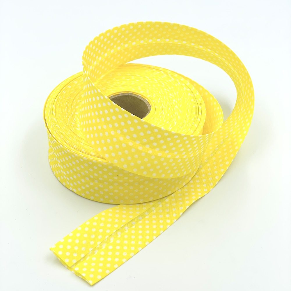 25m Reel of 40mm Polka Dot Bias Binding