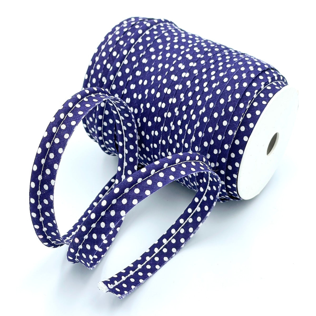 25m Reel of Medium Polka Dot Piping Bias Binding
