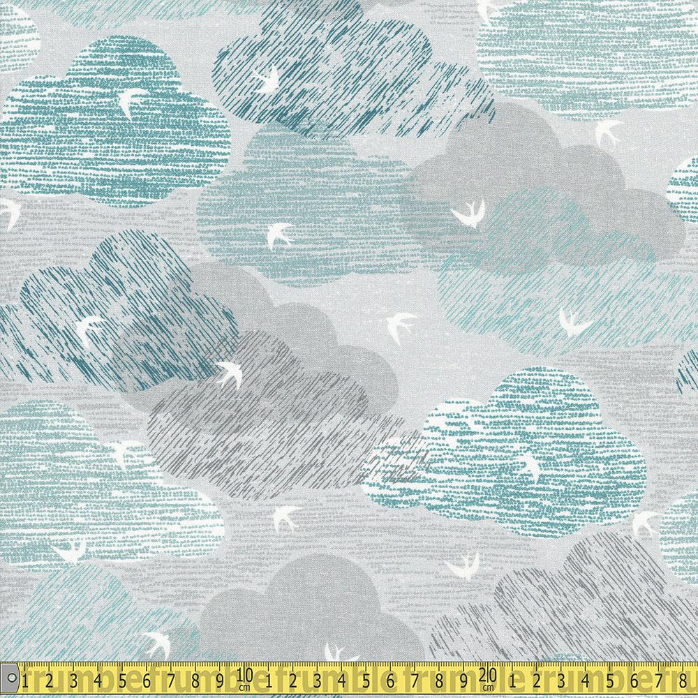 Dashwood Studio - Elements - Scattered Swallows In Clouds Grey Sewing and Dressmaking Fabric
