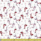 Dear Stella - Bootylicious - Shark Bait Flamingos White Sewing and Dressmaking Fabric