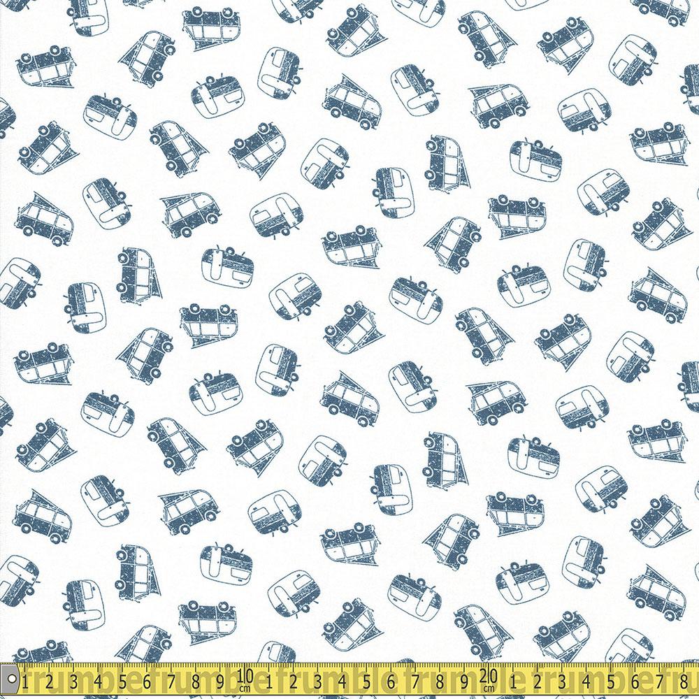 Dear Stella - Chop It Like Its Hot - Campers White Sewing and Dressmaking Fabric