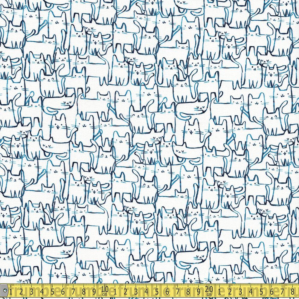 Dear Stella - Creative Cats - Wait A Meow-Ment White Sewing Fabric