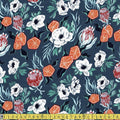 Dear Stella - Frosty Forage - Floral With Oranges Quartz Sewing and Dressmaking Fabric