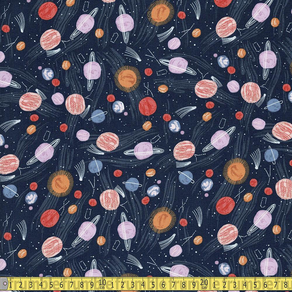 Dear Stella - Galaxy Planets And Constellations - Blueberry Sewing and Dressmaking Fabric