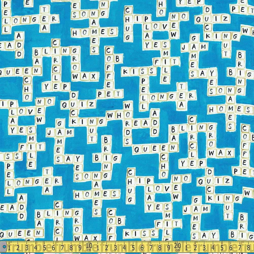Dear Stella - Game Night - Word Play Blue Sewing and Dressmaking Fabric