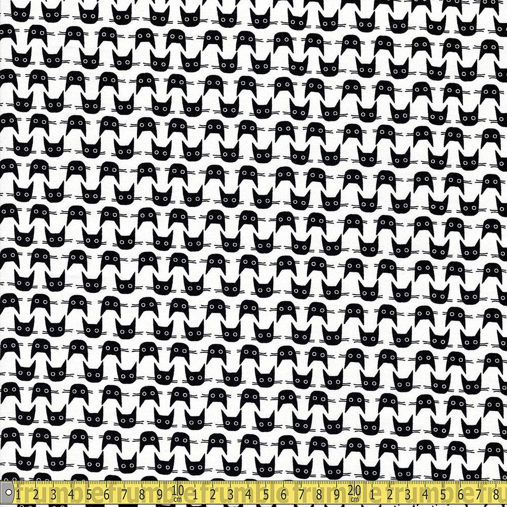 Dear Stella - Les Chats Noir - Cat Heads White Sewing and Dressmaking Fabric