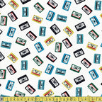 Dear Stella - Pour Some Sugar On Me - Cassette Tap Mix White Sewing and Dressmaking Fabric