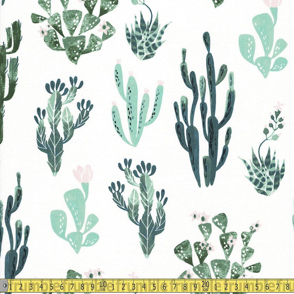 Dear Stella - Rae Ritchie Favorites - Cacti White Sewing and Dressmaking Fabric