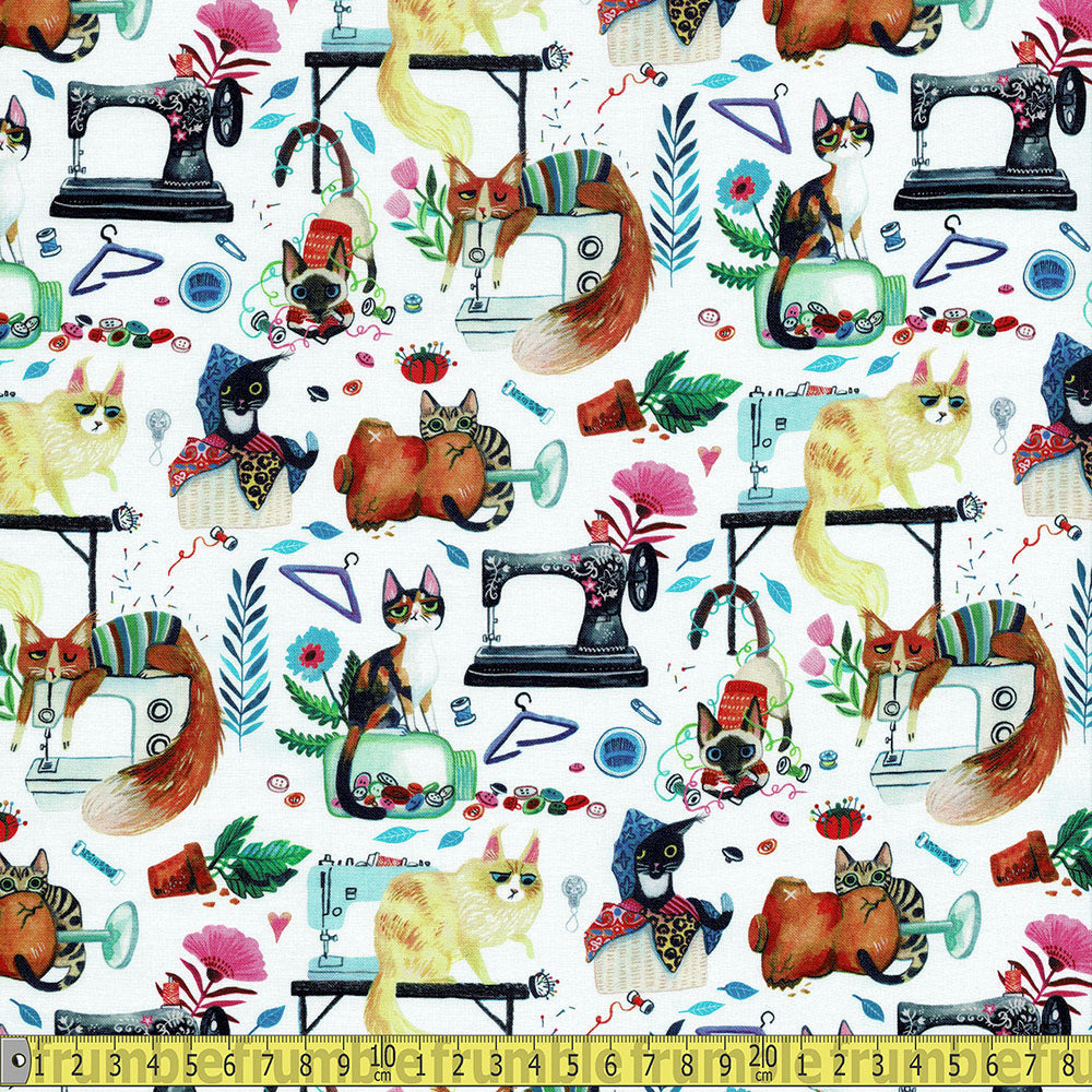 Dear Stella - Sew Mischievous - White Sewing and Dressmaking Fabric