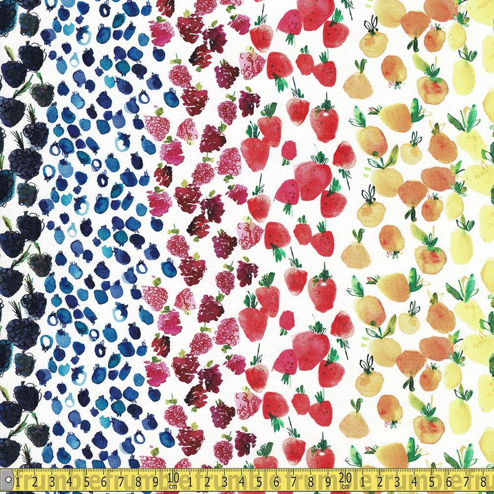 Dear Stella - Tree Of Life - Fruit Ombre Border White Sewing and Dressmaking Fabric