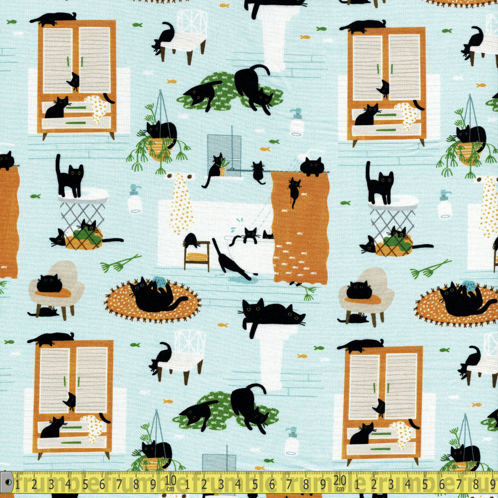 Dear Stella Fabric - Kitty Wash - Icy Blue Sewing and Dressmaking Fabric