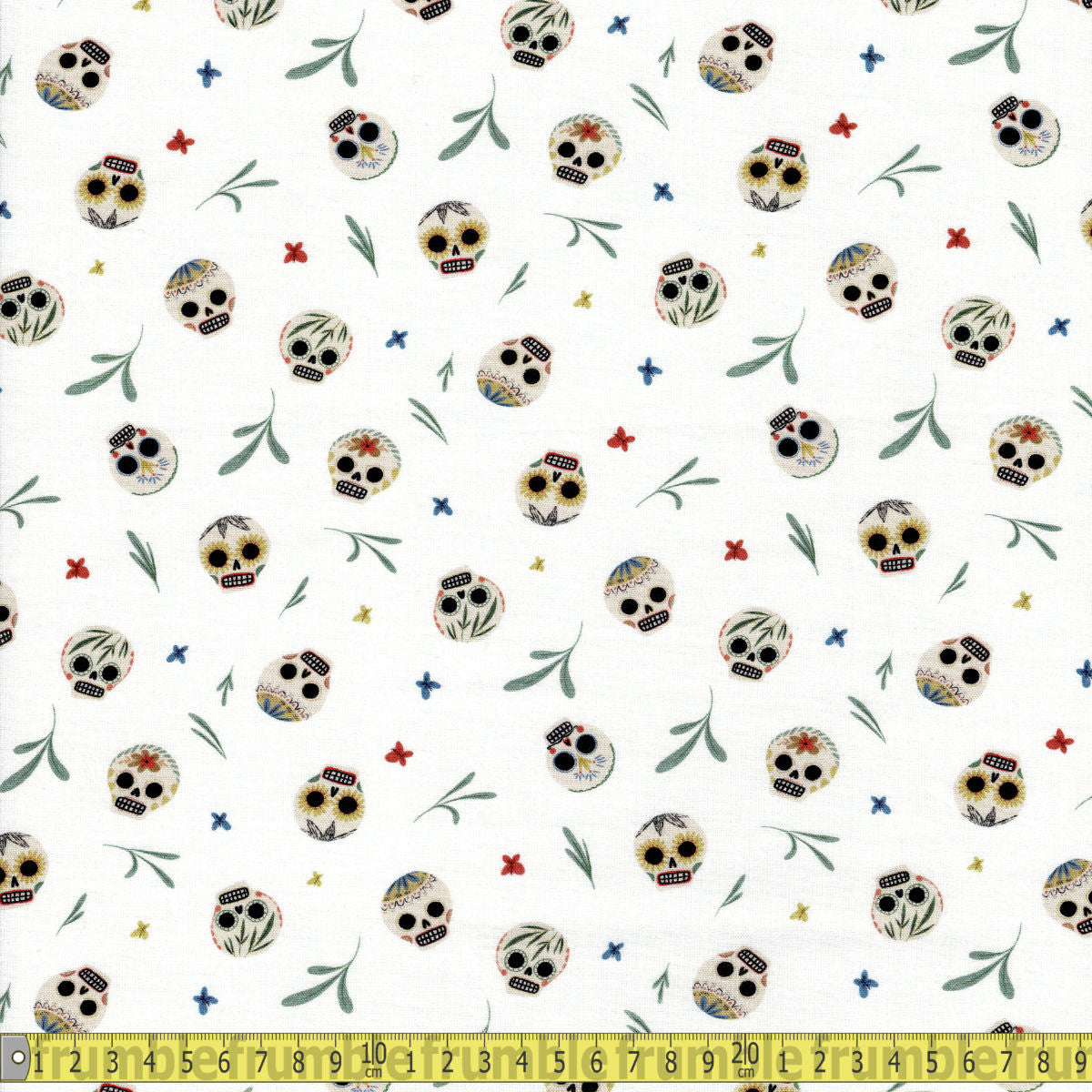 Dear Stella Fabric - Viva La Vida - Skulls White Sewing and Dressmaking Fabric