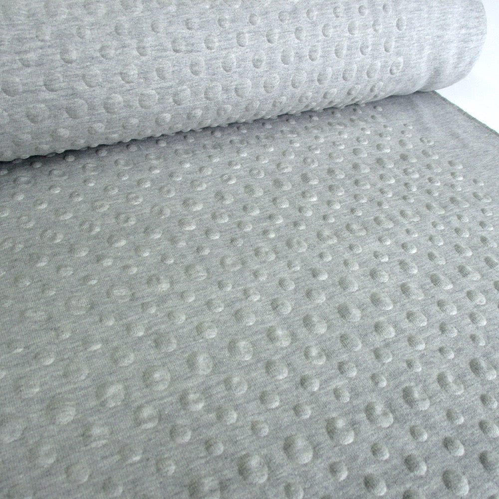 Dimple Dots - Embossed French Terry - Grey Marl Sewing and Dressmaking Fabric