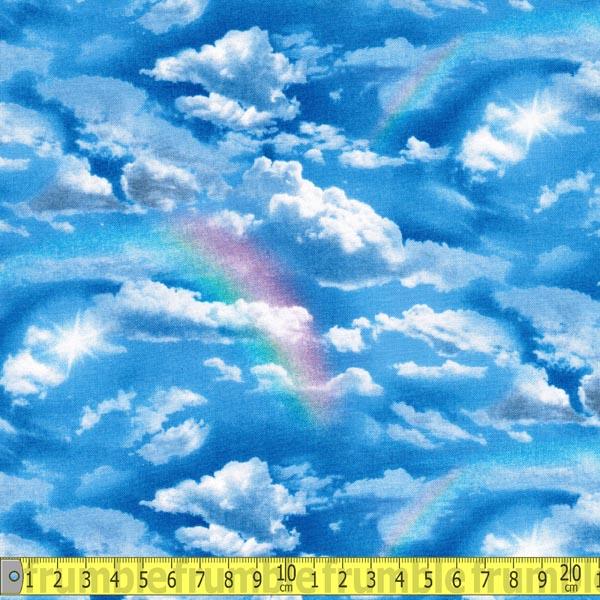 Landscape Medley Rainbow Clouds Blue - Frumble Fabrics