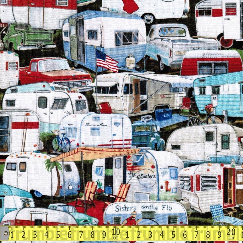 Vintage Trailers Packed - Frumble Fabrics