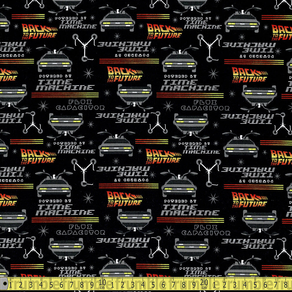 Eugene Textiles - Back The The Future - Flux Capacitor Black Sewing and Dressmaking Fabric