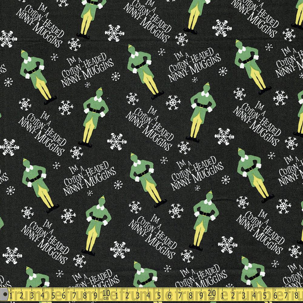 Eugene Textiles - Elf Movie Cotton Ninny - Charcoal Sewing and Dressmaking Fabric