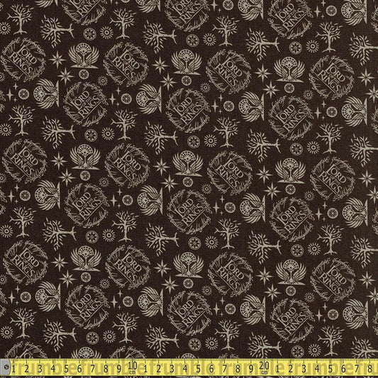 Eugene Textiles - Lord Of The Rings - Logo Taupe Sewing and Dressmaking Fabric